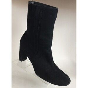AEROSOLES Fifth Avenue Black Suede Pull On Ankle Booties (Size 7.5 B)